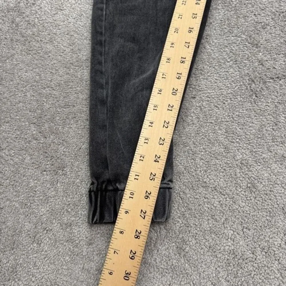 Adika Cargo Jogger Denim Jeans Womens Large Faded Black Acid Wash High Rise Y2K